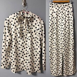 Runway Skirts Polka Dot Blouse and Pant Coord  Set. Size X-Small